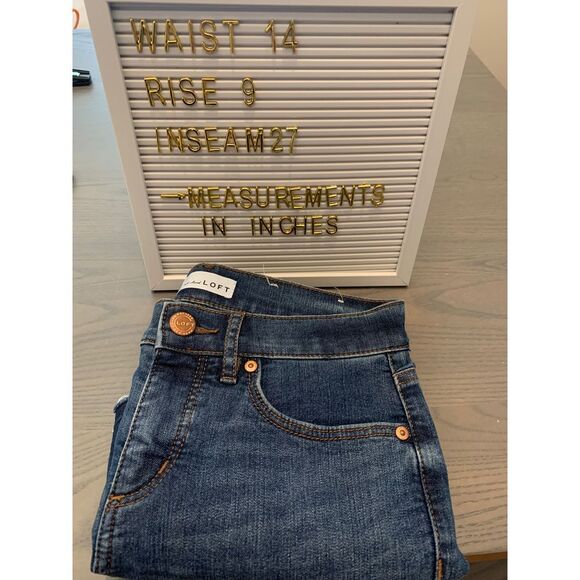 Loft Women Dark Wash Raw Hem Skinny Jean Size 0/25 - Picture 8 of 8